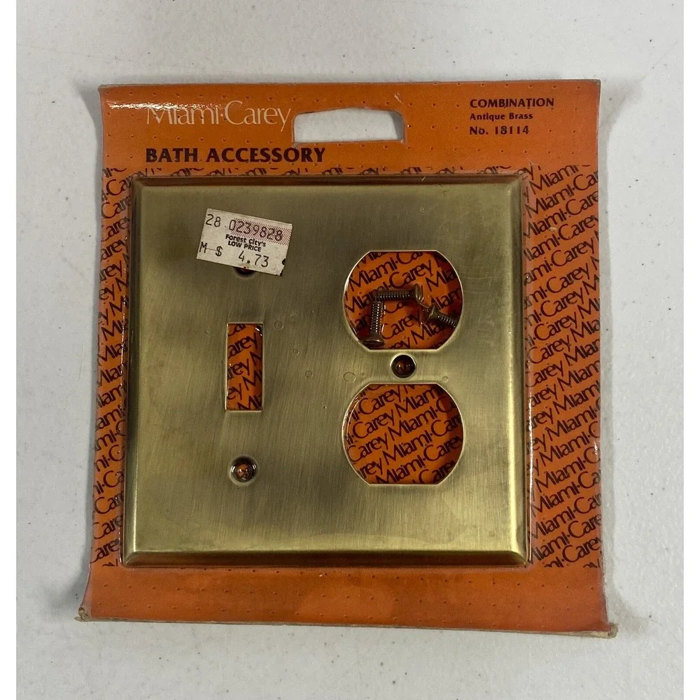 *BRAND NEW* Vintage Miami Carey Outlet Light switch Cover Combo Antique Brass